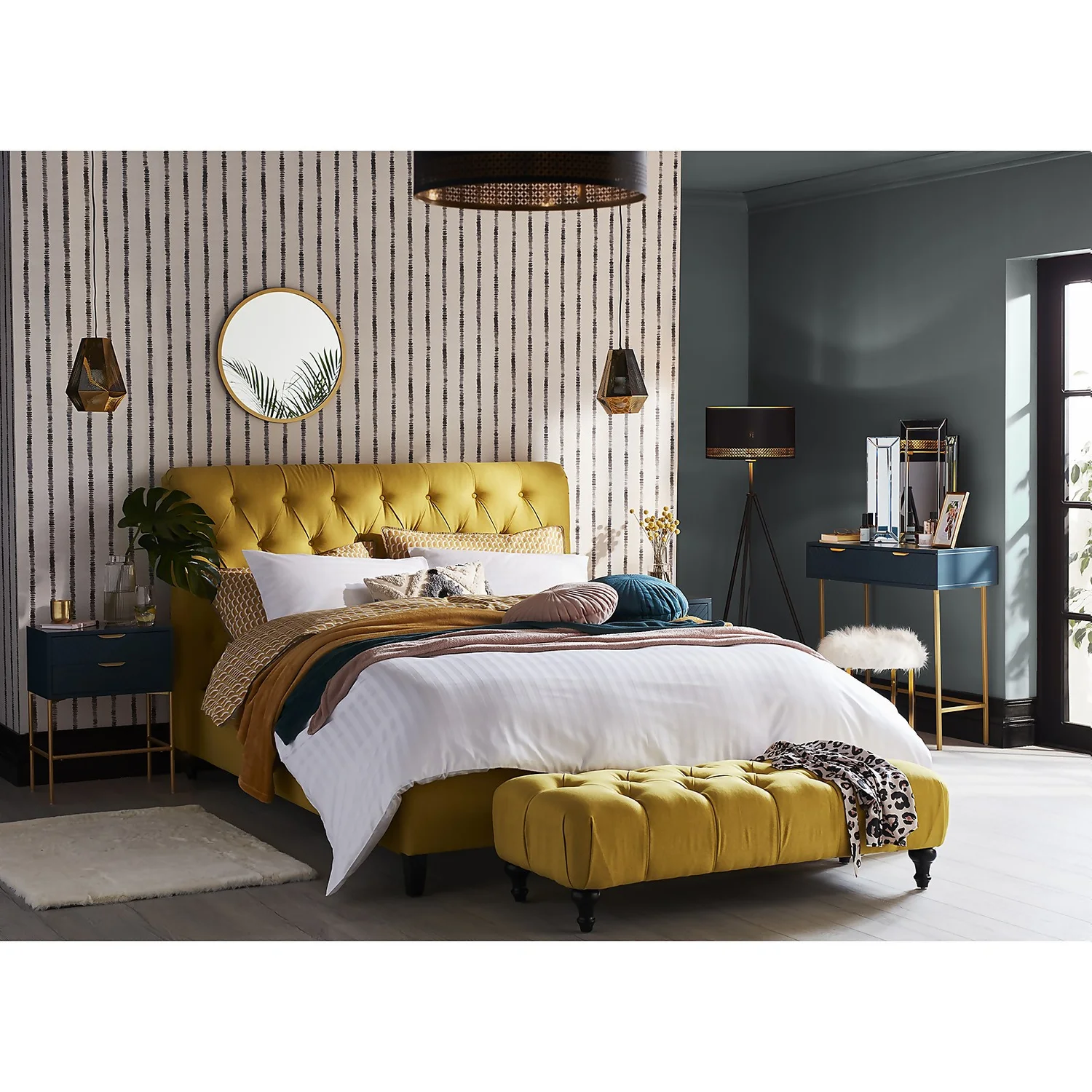 House Beautiful Trixie 2 Drawer Bedside Table - Blue 2 House Beautiful Trixie 2 Drawer Bedside Table - Blue - Image 2