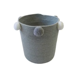 Round Cotton Rope Grey Pom Pom Basket 6 Round Cotton Rope Grey Pom Pom Basket -Cheap Deco Casa Store 12886597 1994857031577322