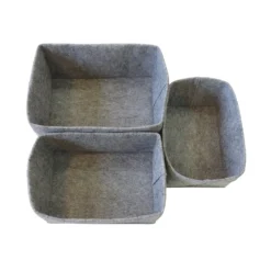 Set Of 3 Grey Oval Felt Baskets -Cheap Deco Casa Store 12886601 1784857031680822
