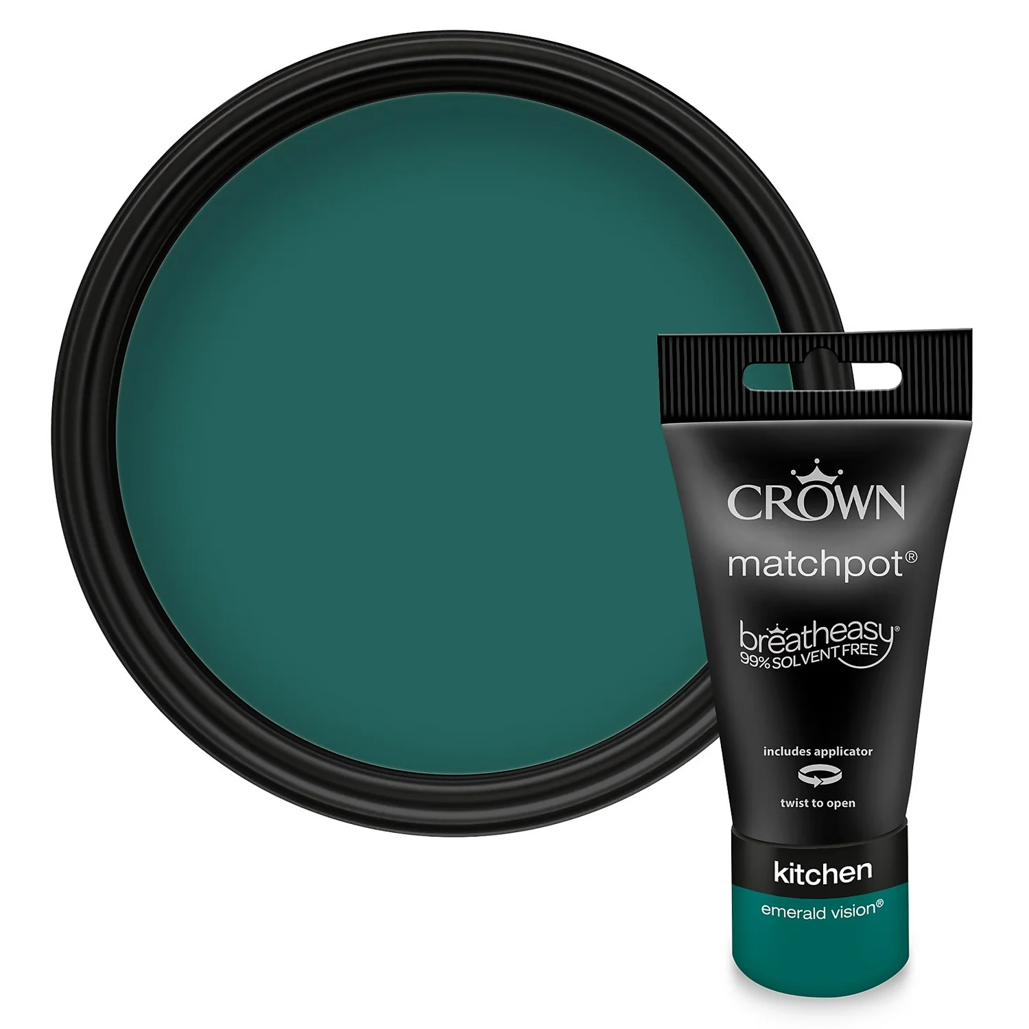 Crown Easyclean Kitchen Paint Emerald Vision - 0.04L 1 Crown Easyclean Kitchen Paint Emerald Vision - 0.04L