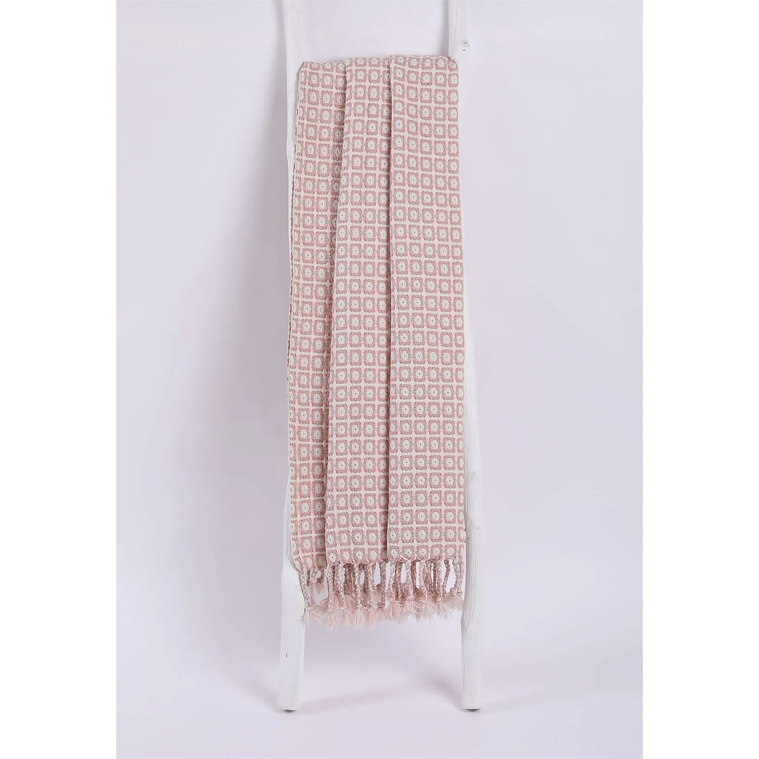 House Beautiful Geo Throw - Blossom & Mist - 150x183cm 4 House Beautiful Geo Throw - Blossom & Mist - 150x183cm - Image 4