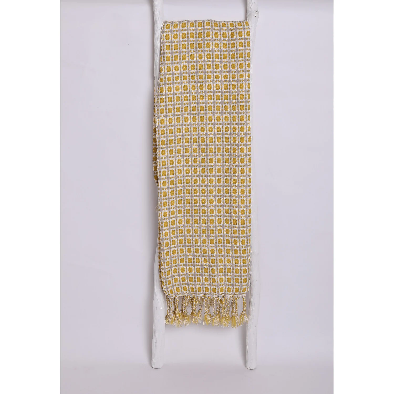 House Beautiful Geo Throw - Mist & Ochre - 150x183cm 4 House Beautiful Geo Throw - Mist & Ochre - 150x183cm - Image 4