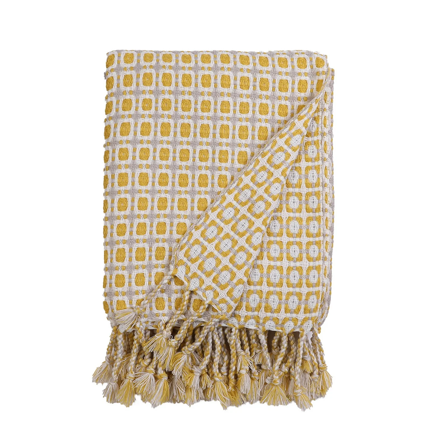 House Beautiful Geo Throw - Mist & Ochre - 150x183cm 1 House Beautiful Geo Throw - Mist & Ochre - 150x183cm