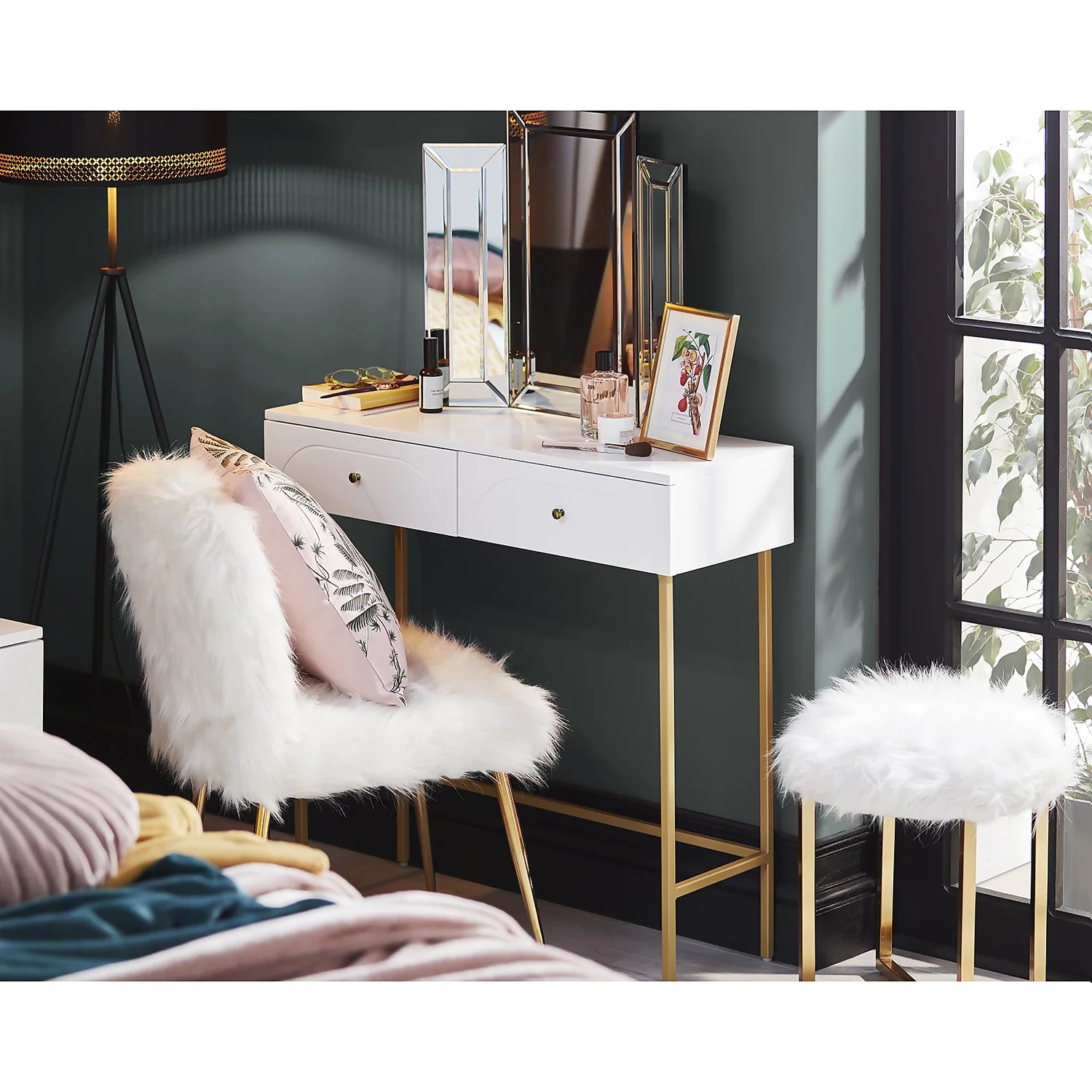 Mary Furry Stool - White 2 Mary Furry Stool - White - Image 2