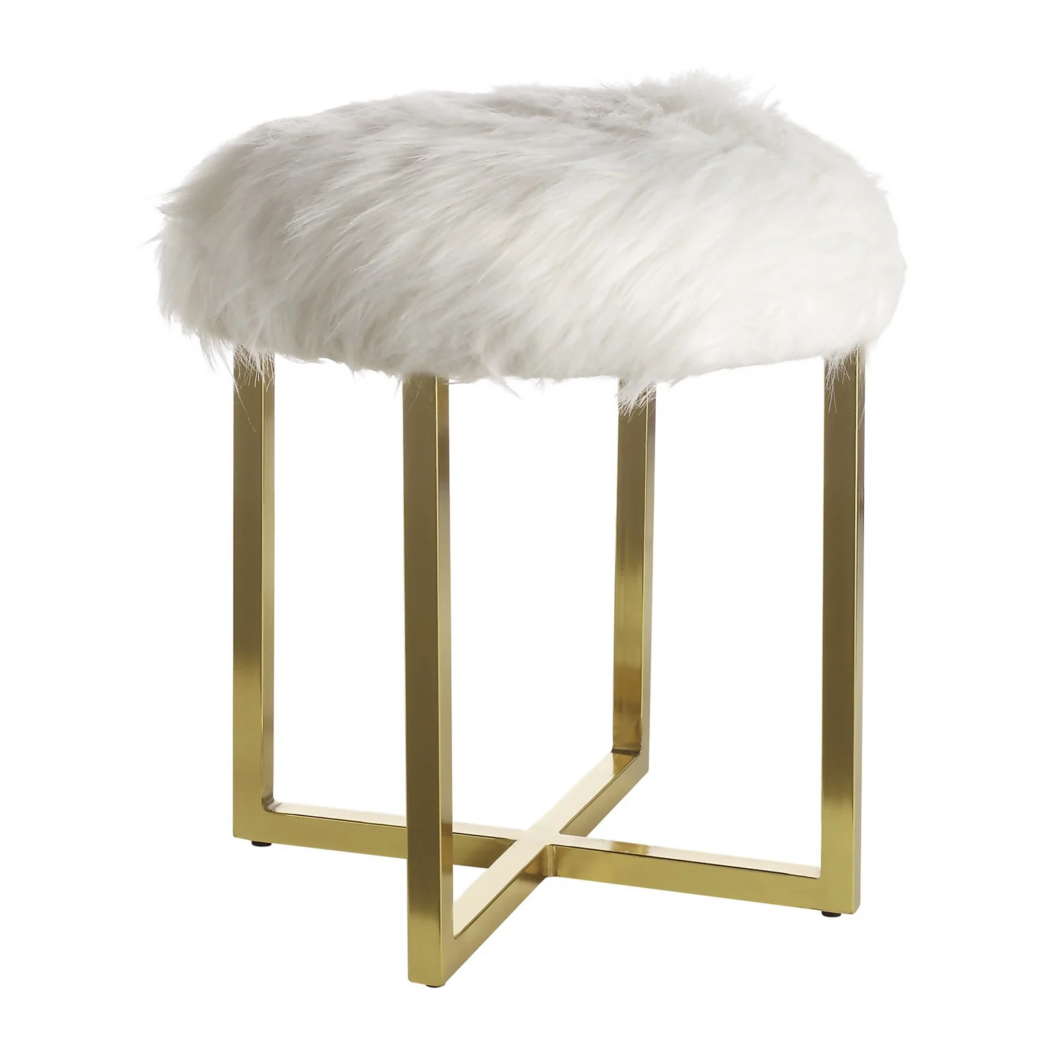 Mary Furry Stool - White 1 Mary Furry Stool - White
