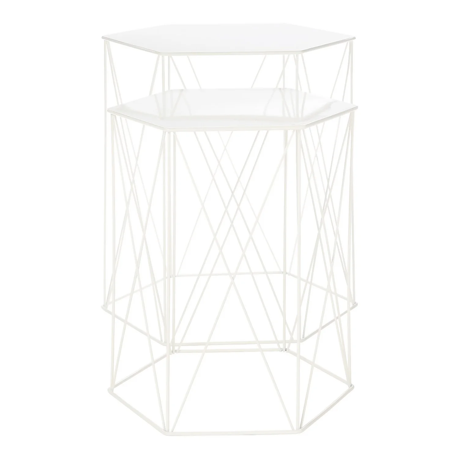 Hex Side Table Set Of 2 White 2 Hex Side Table Set Of 2 White - Image 2