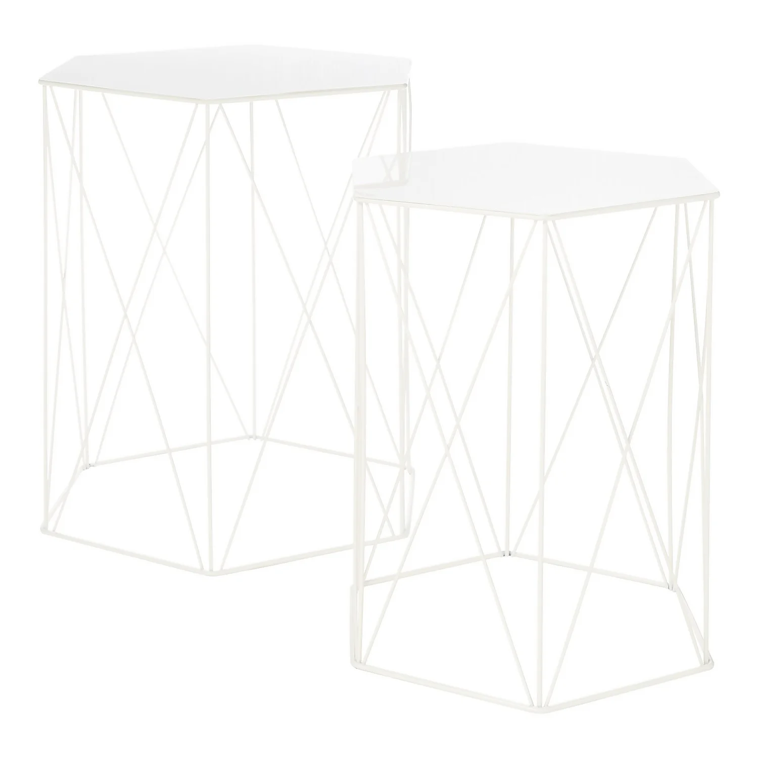 Hex Side Table Set Of 2 White 1 Hex Side Table Set Of 2 White