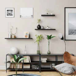 Flexi Storage Decorative Shelving Floating Shelf Black Oak 600x38x240mm -Cheap Deco Casa Store 12889893 7684885494809133