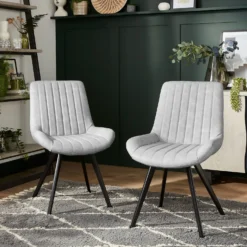 Dalston Dining Chair - Set Of 2 - Silver -Cheap Deco Casa Store 12915457 4834971603882609