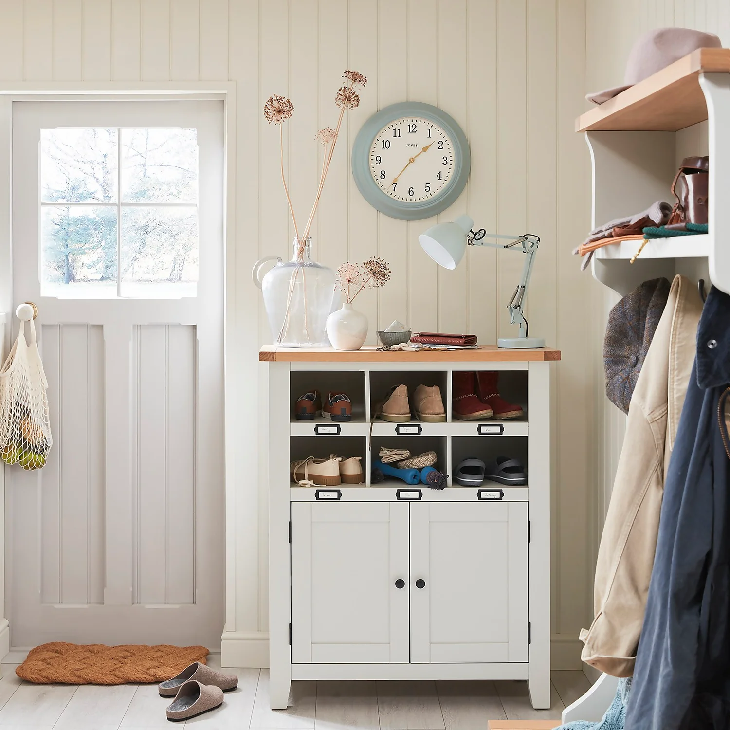 Ashstead Shoe Cupboard - Oak & Ivory 2 Ashstead Shoe Cupboard - Oak & Ivory - Image 2