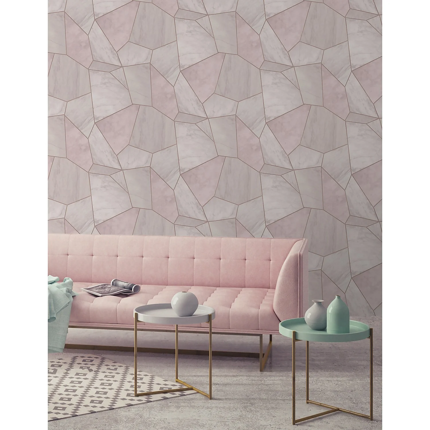 Grandeco Marble Apex Pink Wallpaper 2 Grandeco Marble Apex Pink Wallpaper - Image 2