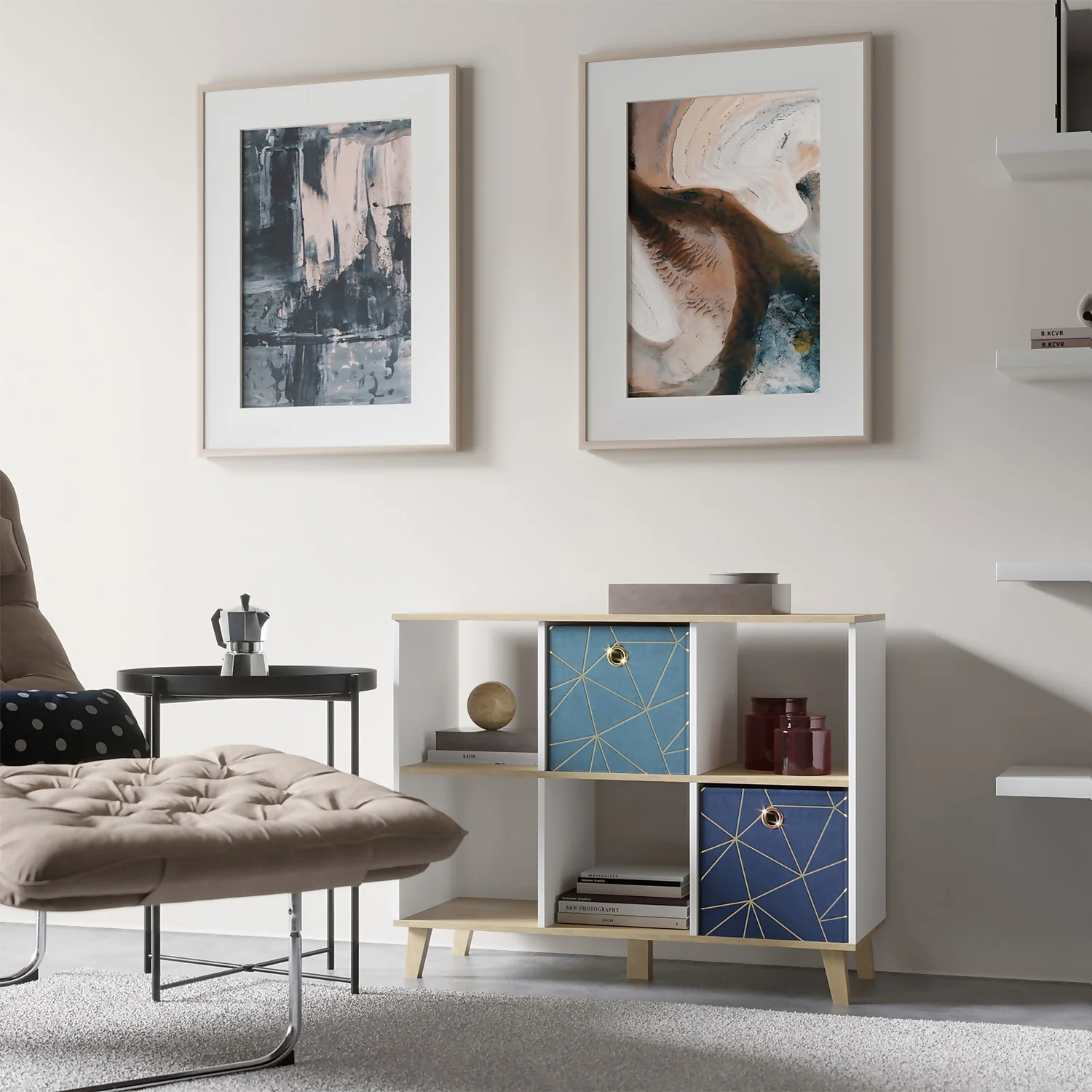 Clever Cube Velvet Geometric Insert - Navy & Gold 2 Clever Cube Velvet Geometric Insert - Navy & Gold - Image 2