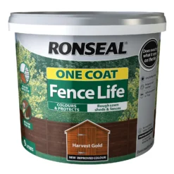 Ronseal One Coat Fence Life Paint Tudor Harvest Gold - 9L -Cheap Deco Casa Store 13032829 1164942087420341