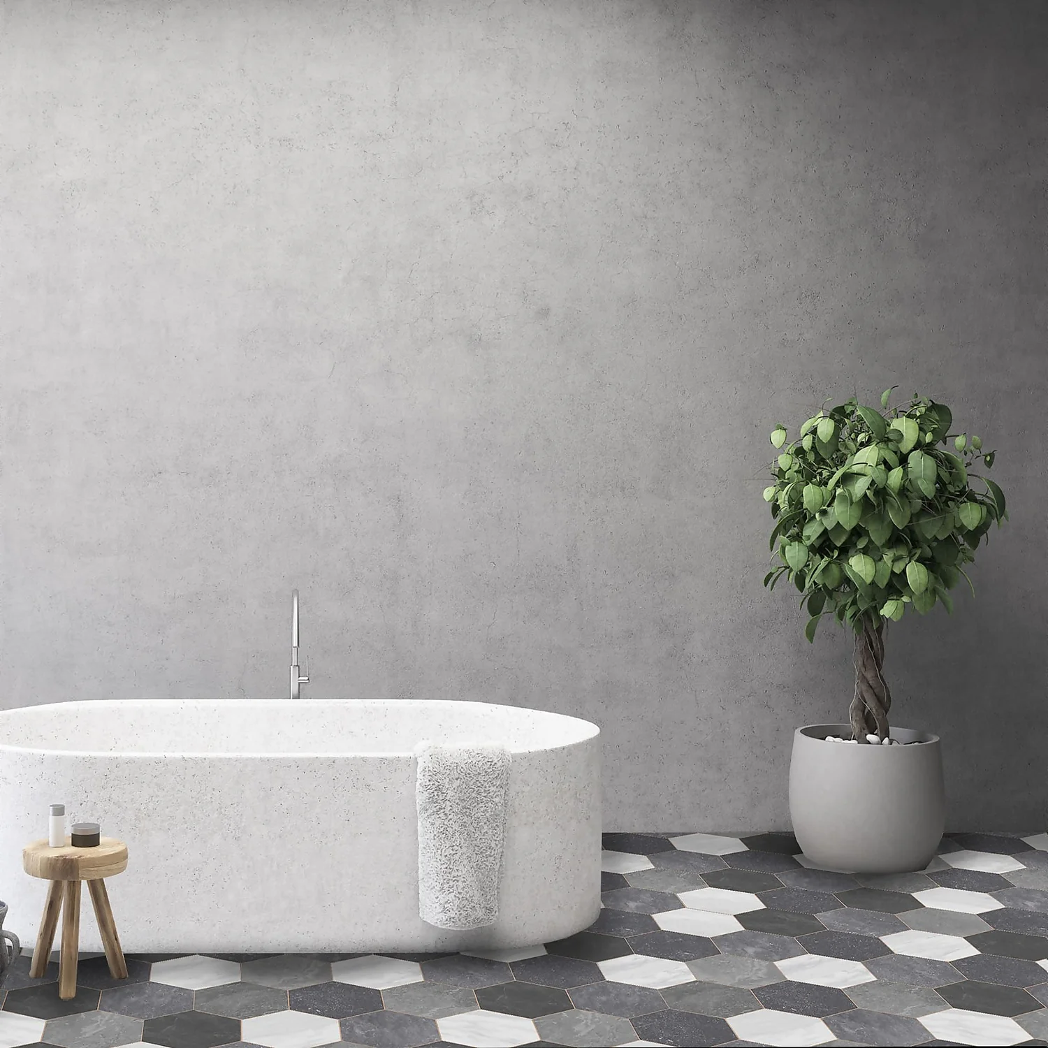 None Pembroke Hex Vinyl Sheet Flooring - 3x2m Roll 3 None Pembroke Hex Vinyl Sheet Flooring - 3x2m Roll - Image 3