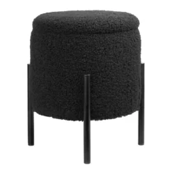 Tori Boucle Footstool - Black