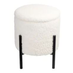 Tori Boucle Footstool - White -Cheap Deco Casa Store 13130402 2134919264436786