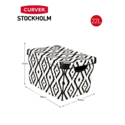 Curver Stockholm Aztec Deco Storage Box - Black & White 22L -Cheap Deco Casa Store 13148482 1594896660096351