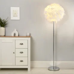 Hattie Feather Floor Lamp - White