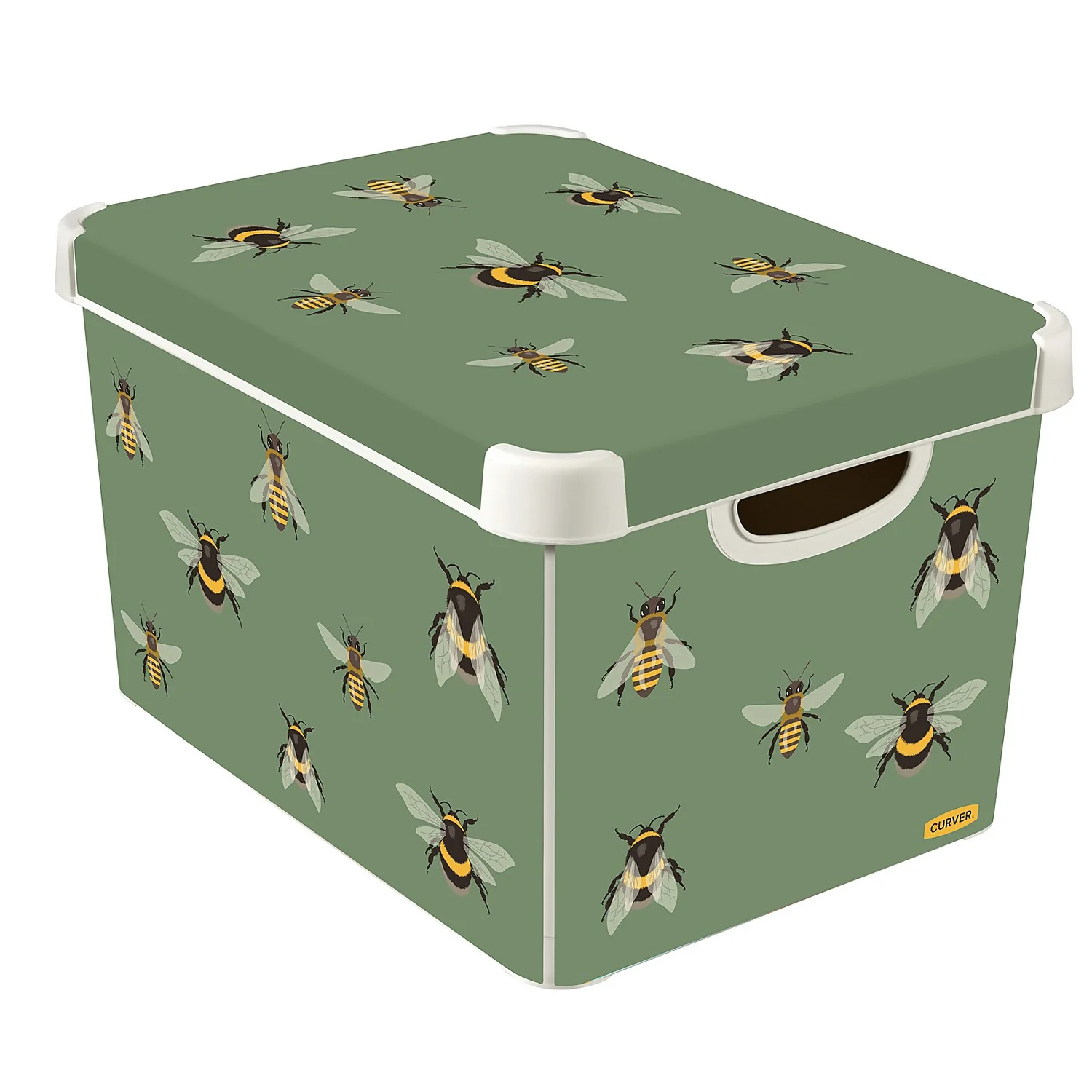 Curver Stockholm Bees Deco Storage Box - Green - 22L 1 Curver Stockholm Bees Deco Storage Box - Green - 22L