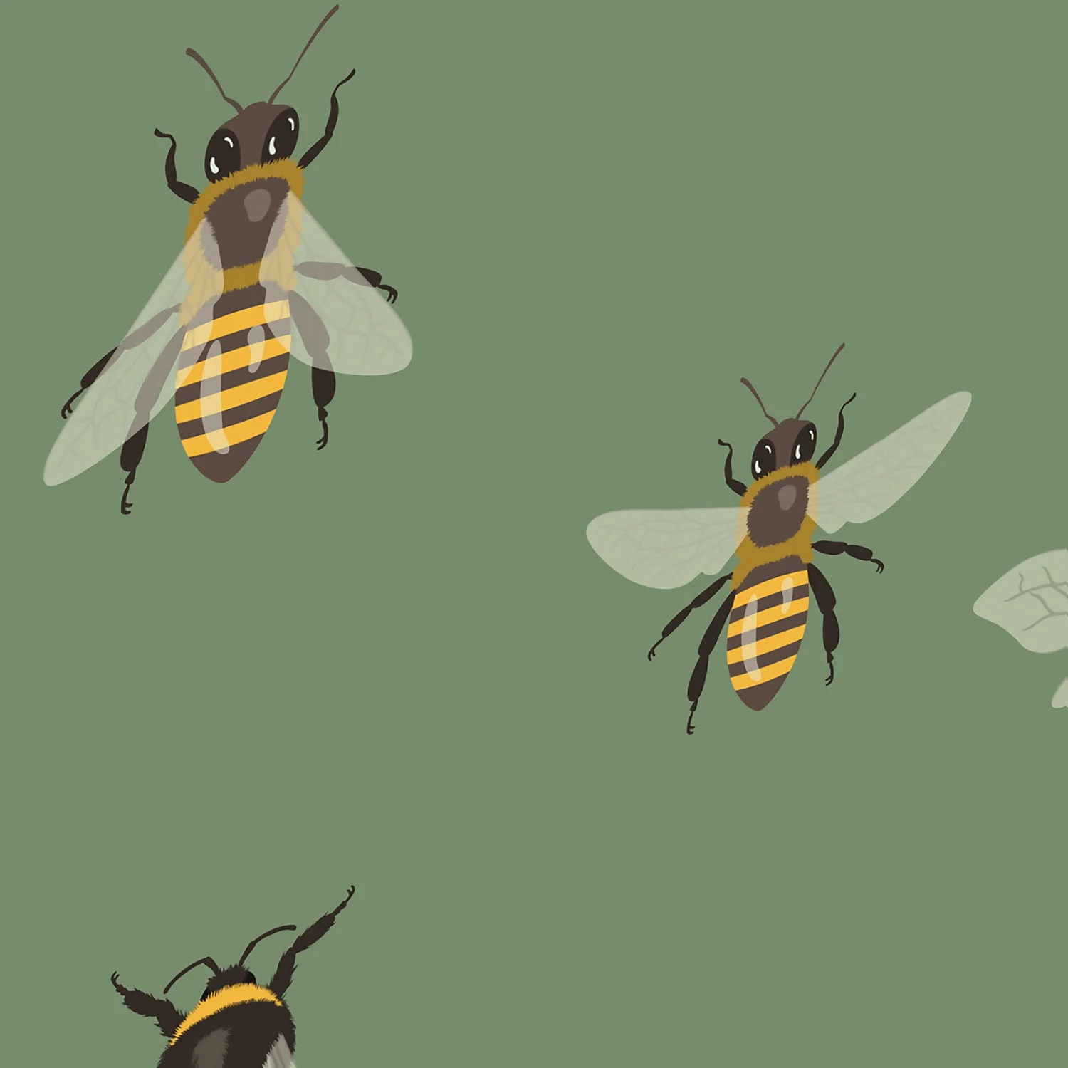 Curver Stockholm Bees Deco Storage Box - Green - 22L 5 Curver Stockholm Bees Deco Storage Box - Green - 22L - Image 5