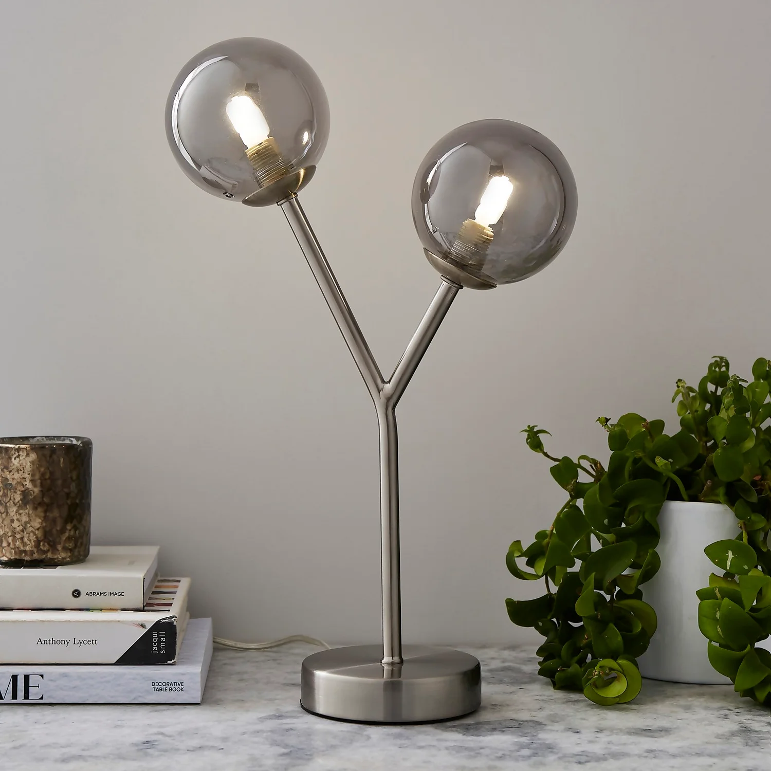 Orb 2 Light Table Lamp - Nickel Smoke 1 Orb 2 Light Table Lamp - Nickel Smoke