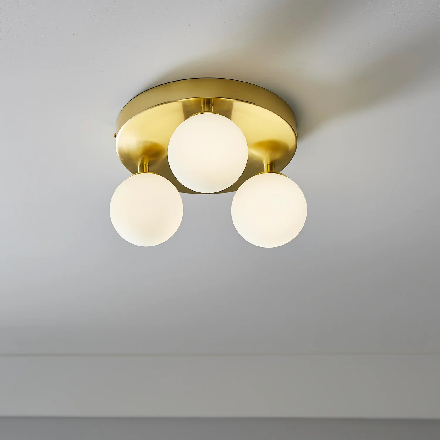 Orb 3 Light Flush Pendant - Brass & Opal 1 Orb 3 Light Flush Pendant - Brass & Opal