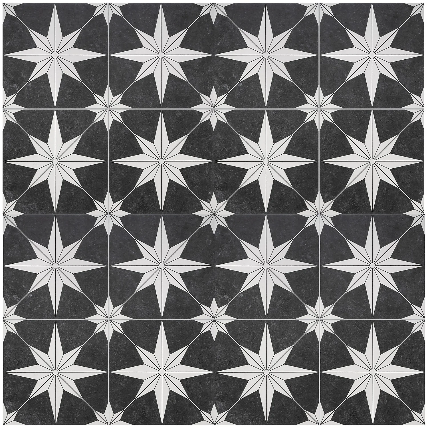 Country Living Starry Skies Black North Star Porcelain Floor & Wall Tile 1.42sqm Pack - 450x450mm 3 Country Living Starry Skies Black North Star Porcelain Floor & Wall Tile 1.42sqm Pack - 450x450mm - Image 3