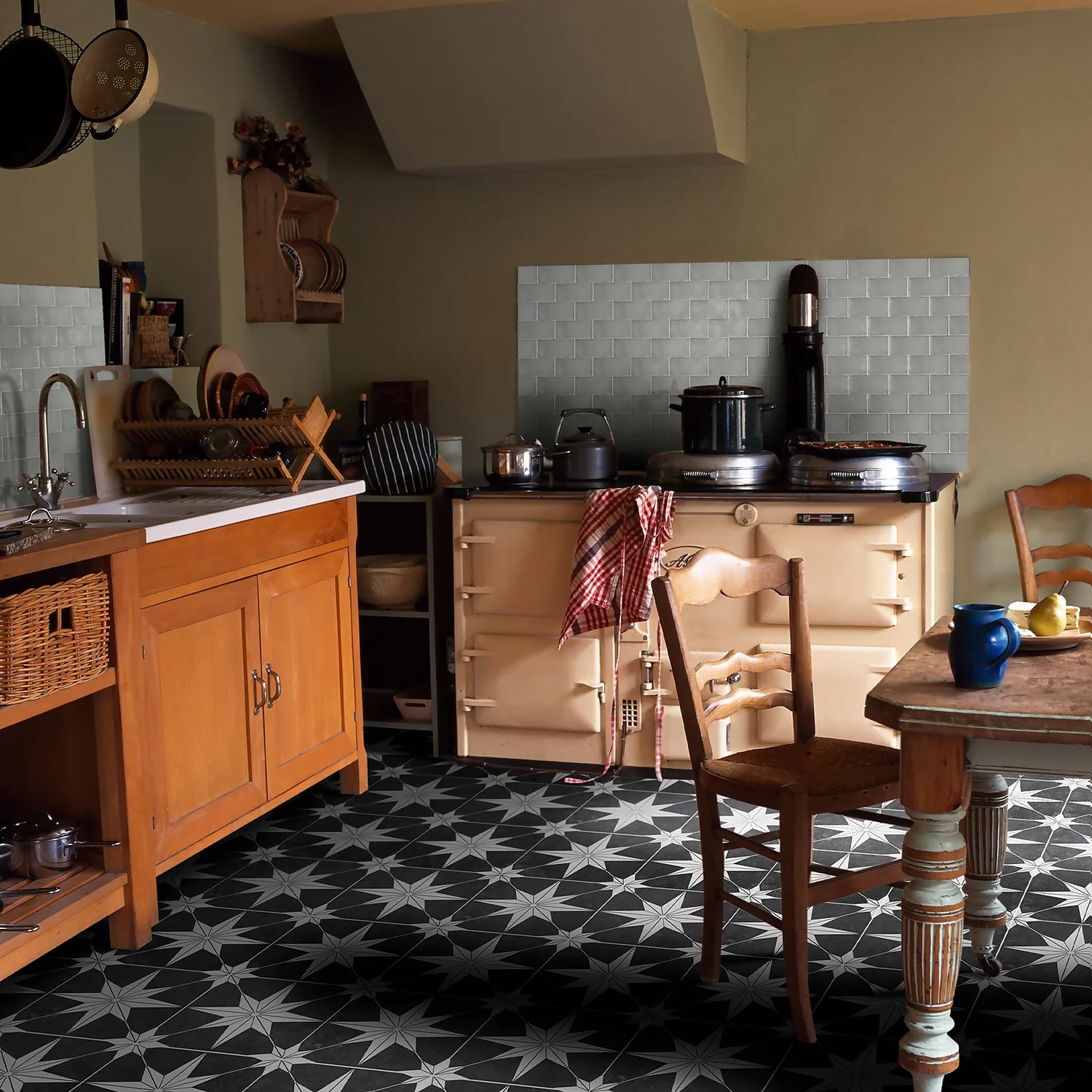 Country Living Starry Skies Black North Star Porcelain Floor & Wall Tile 1.42sqm Pack - 450x450mm 5 Country Living Starry Skies Black North Star Porcelain Floor & Wall Tile 1.42sqm Pack - 450x450mm - Image 5