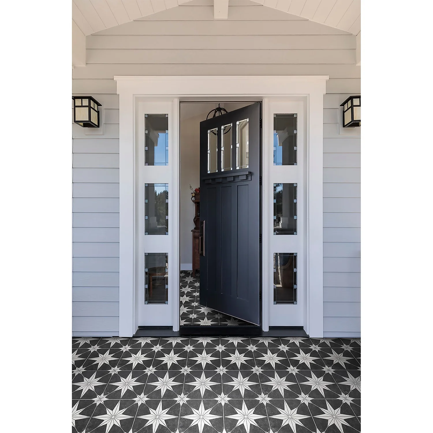 Country Living Starry Skies Black North Star Porcelain Floor & Wall Tile 1.42sqm Pack - 450x450mm 1 Country Living Starry Skies Black North Star Porcelain Floor & Wall Tile 1.42sqm Pack - 450x450mm