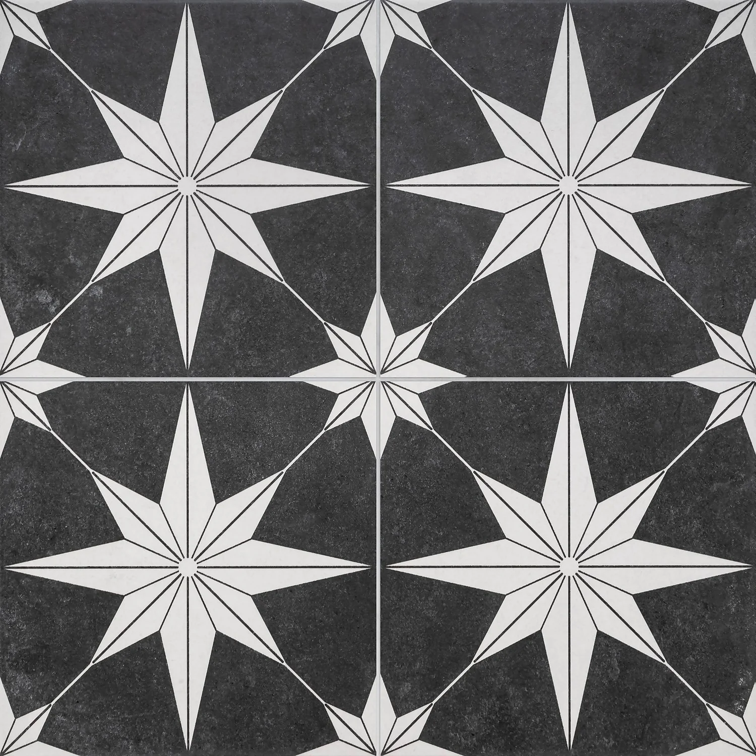 Country Living Starry Skies Black North Star Porcelain Floor & Wall Tile 1.42sqm Pack - 450x450mm 2 Country Living Starry Skies Black North Star Porcelain Floor & Wall Tile 1.42sqm Pack - 450x450mm - Image 2