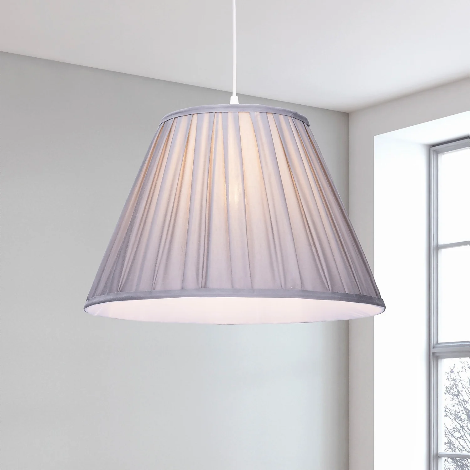 Raye Dove Pleated Taper Silk Shade - 40cm 1 Raye Dove Pleated Taper Silk Shade - 40cm