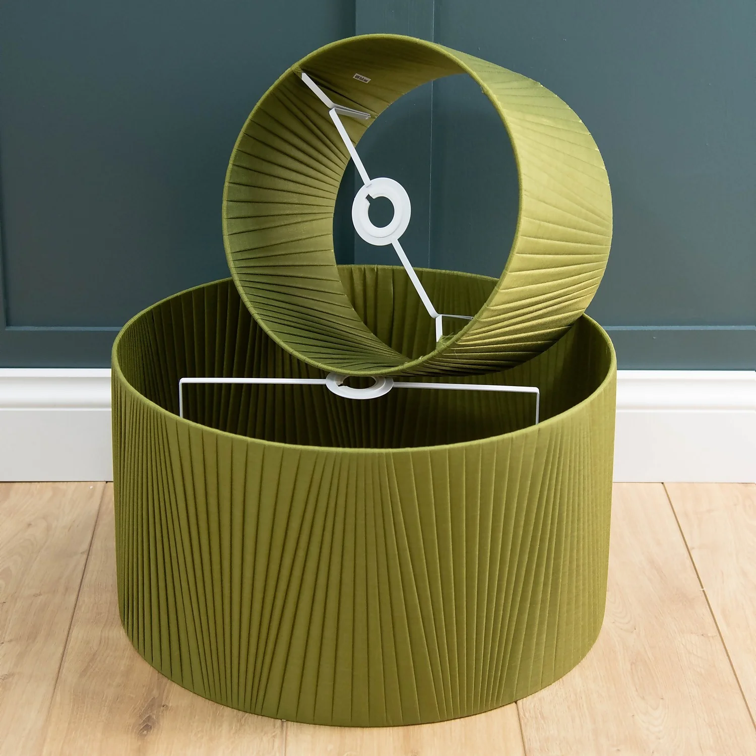 Raye Olive Drum Pleated Silk Shade - 45cm 6 Raye Olive Drum Pleated Silk Shade - 45cm - Image 6