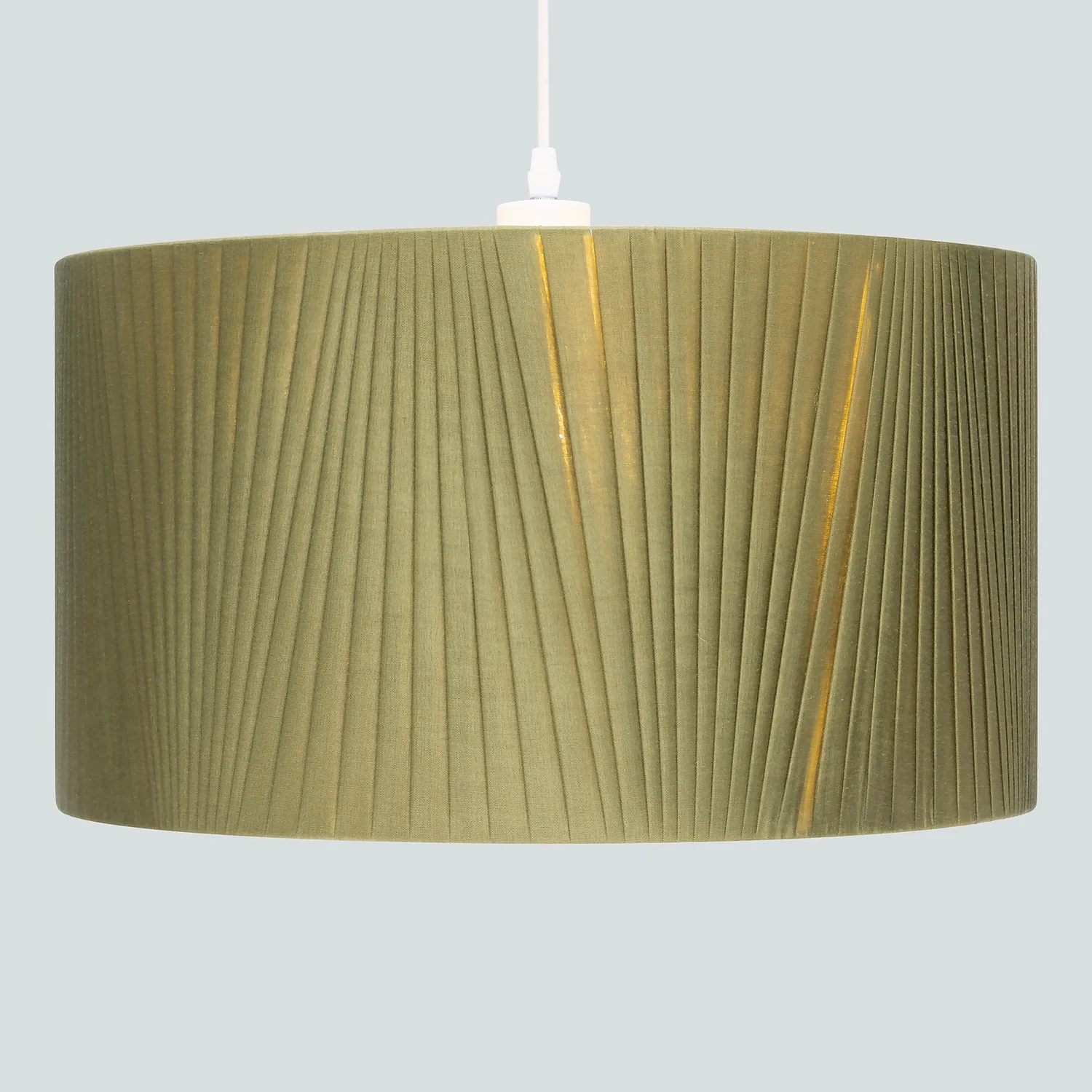 Raye Olive Drum Pleated Silk Shade - 45cm 3 Raye Olive Drum Pleated Silk Shade - 45cm - Image 3