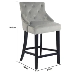 Annabelle Velvet Bar Stool - Grey 13 Annabelle Velvet Bar Stool - Grey -Cheap Deco Casa Store 13223761 2104927306648863