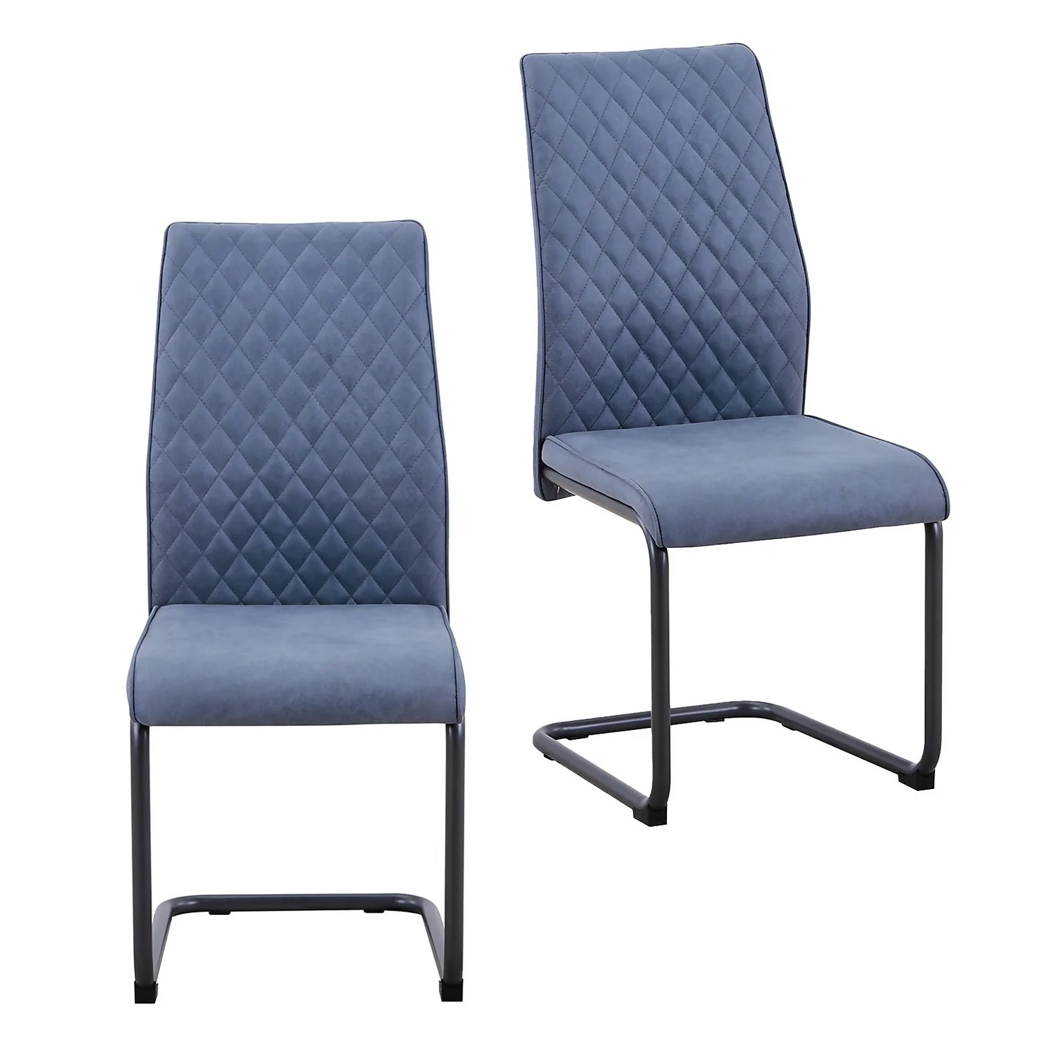 Skelby Cantilever Dining Chairs - Set Of 2 - Denim Blue 1 Skelby Cantilever Dining Chairs - Set Of 2 - Denim Blue