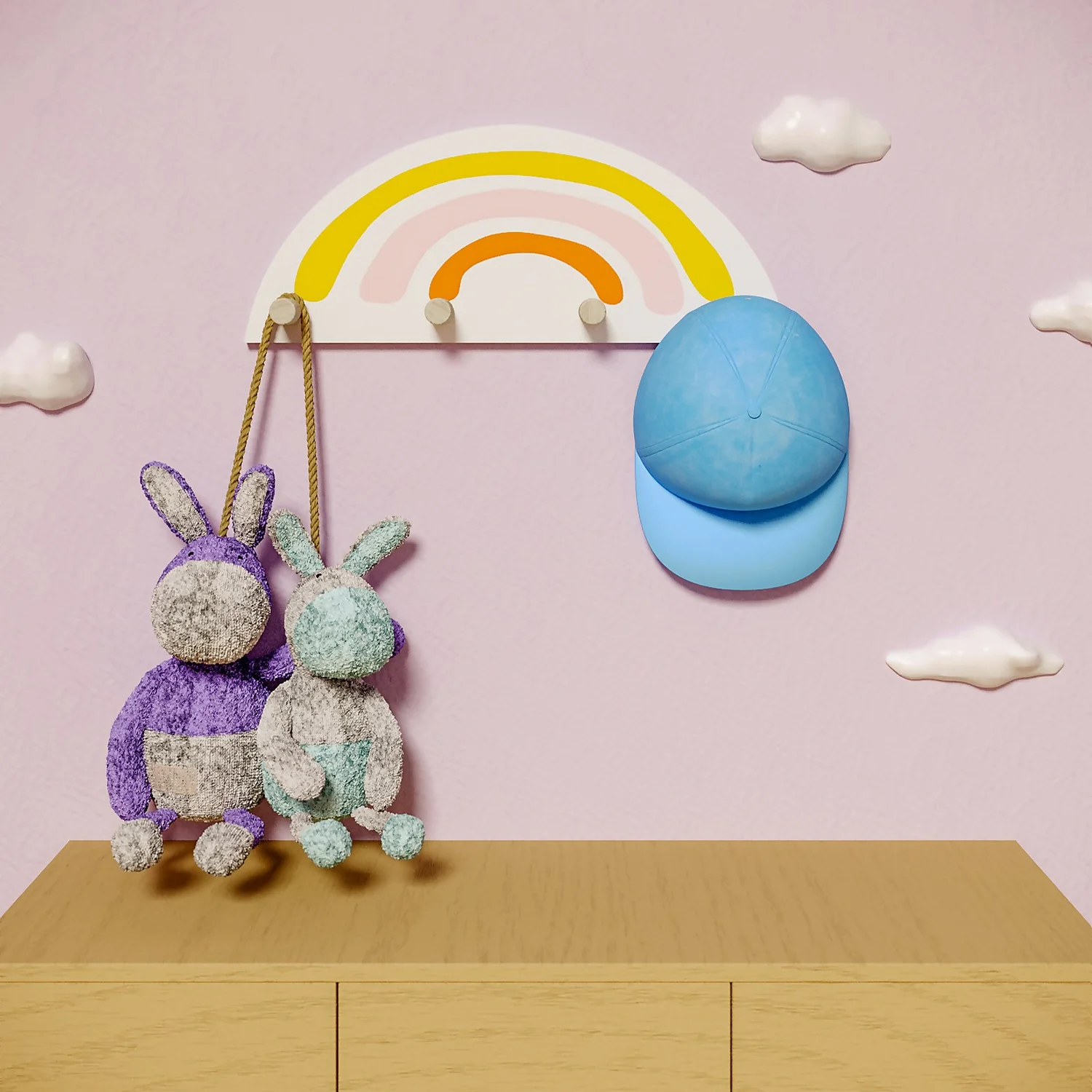 Kids Rainbow Shelf With Hooks 2 Kids Rainbow Shelf With Hooks - Image 2