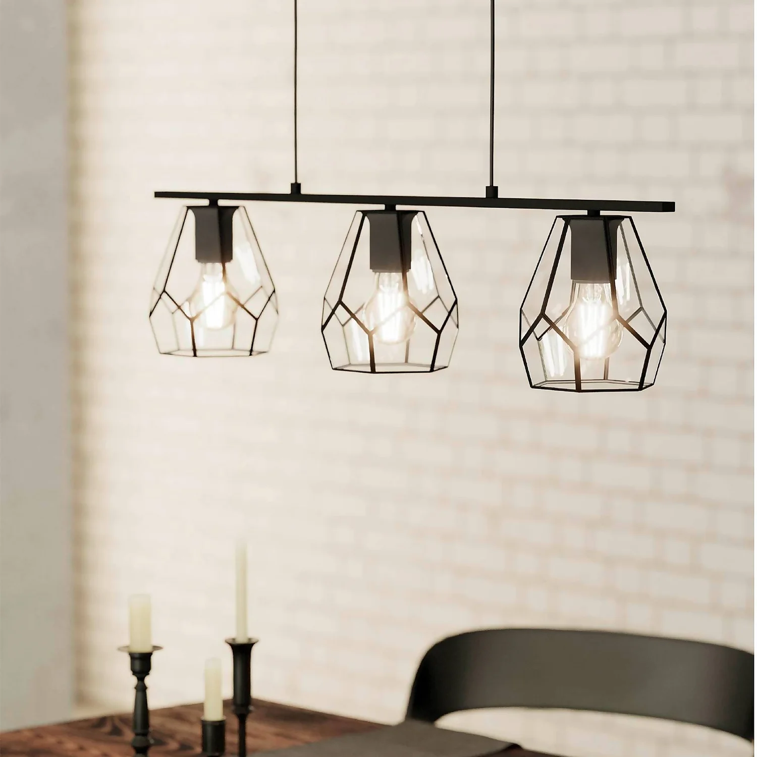 EGLO Mardyke Glass Steel 3L Pendant Light 1 EGLO Mardyke Glass Steel 3L Pendant Light