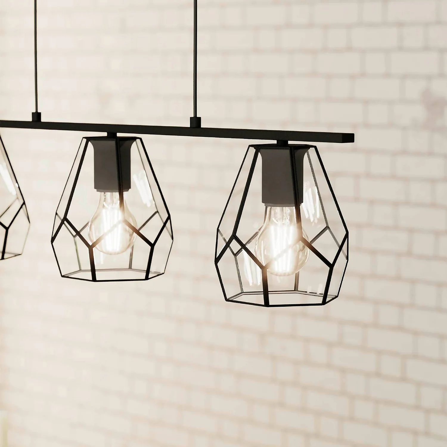 EGLO Mardyke Glass Steel 3L Pendant Light 3 EGLO Mardyke Glass Steel 3L Pendant Light - Image 3