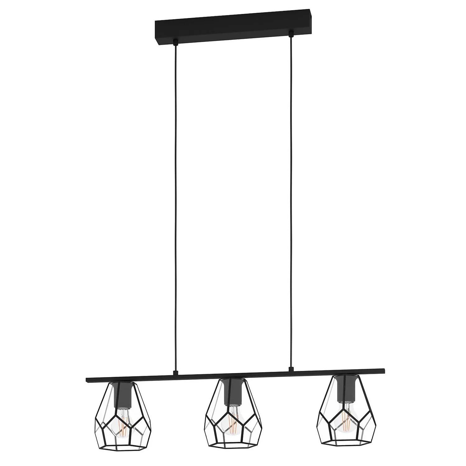 EGLO Mardyke Glass Steel 3L Pendant Light 2 EGLO Mardyke Glass Steel 3L Pendant Light - Image 2