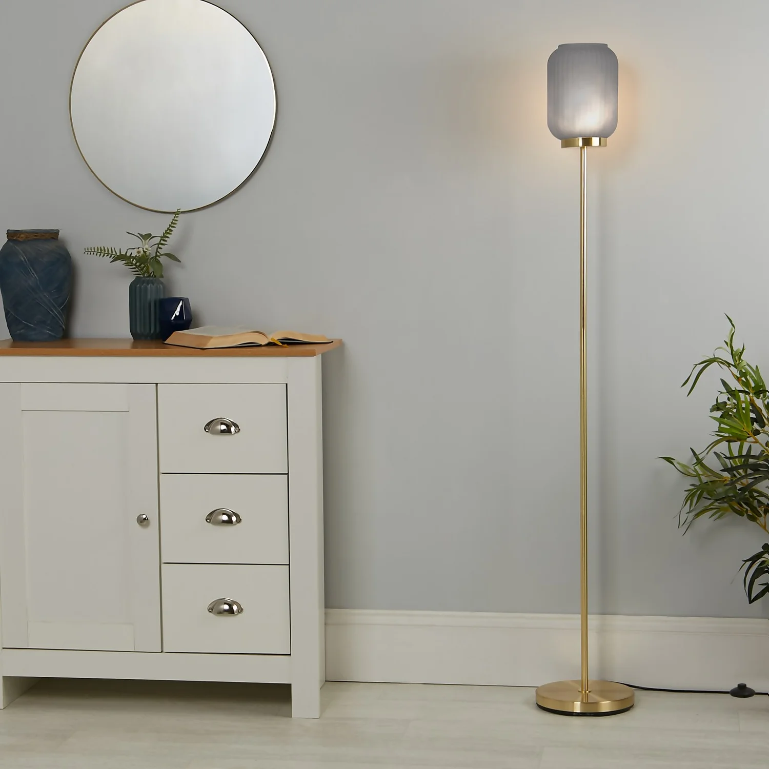 Pearl Frosted Floor Lamp - Navy 1 Pearl Frosted Floor Lamp - Navy