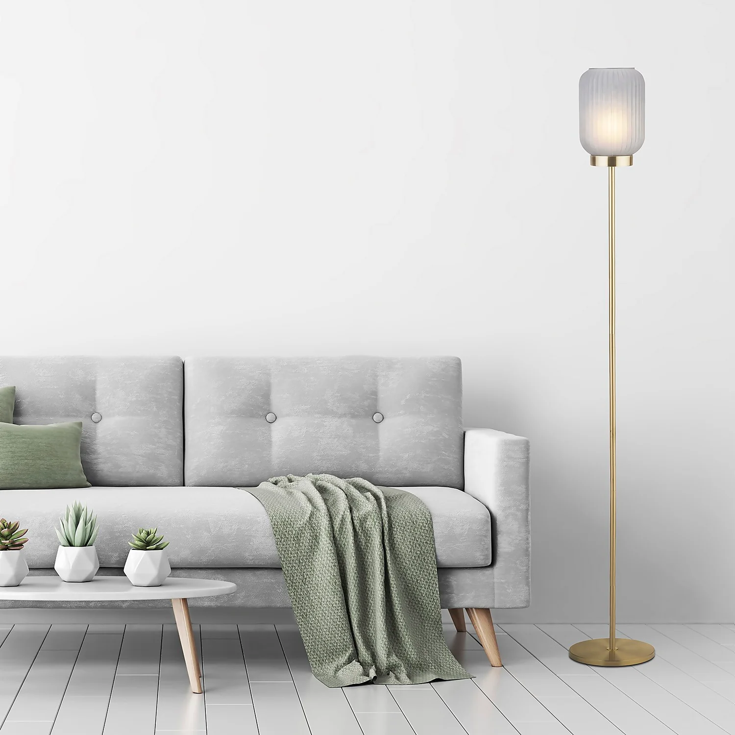 Pearl Frosted Floor Lamp - Navy 6 Pearl Frosted Floor Lamp - Navy - Image 6