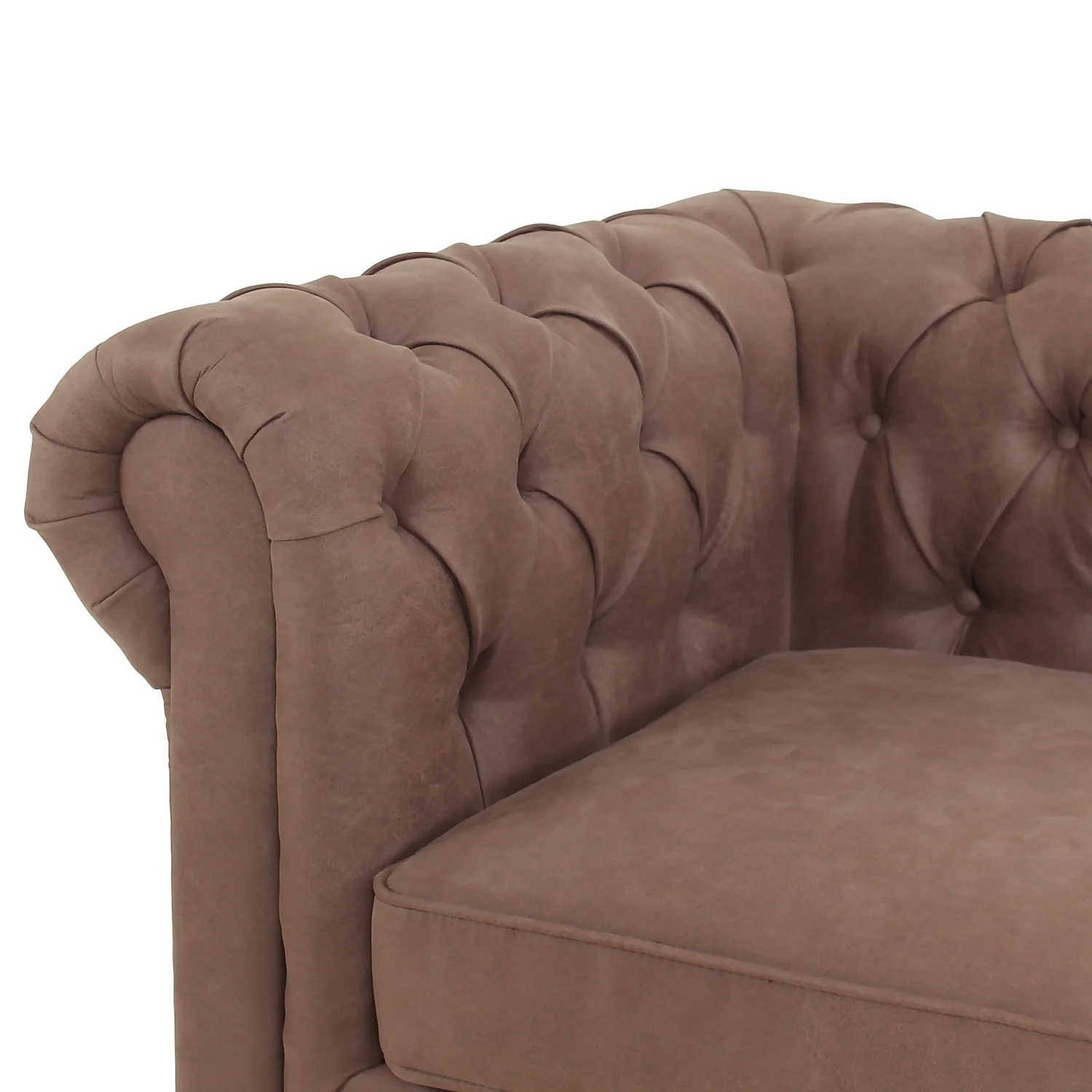 Chesterfield Faux Leather 3 Seater Sofa - Tan 6 Chesterfield Faux Leather 3 Seater Sofa - Tan - Image 6