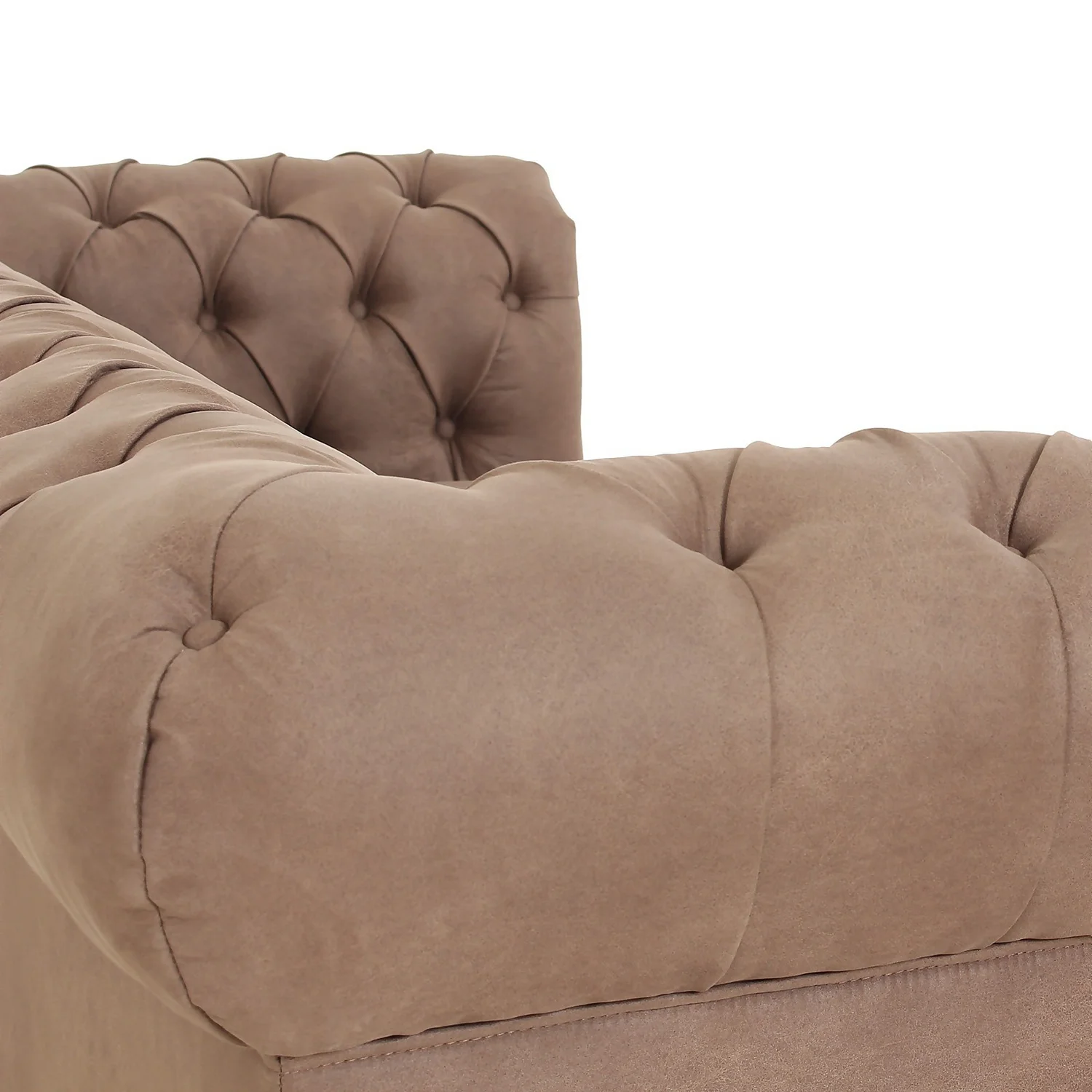 Chesterfield Faux Leather 3 Seater Sofa - Tan 8 Chesterfield Faux Leather 3 Seater Sofa - Tan - Image 8
