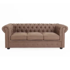 Chesterfield Faux Leather 3 Seater Sofa - Tan 10 Chesterfield Faux Leather 3 Seater Sofa - Tan -Cheap Deco Casa Store 13514413 4794961771174967