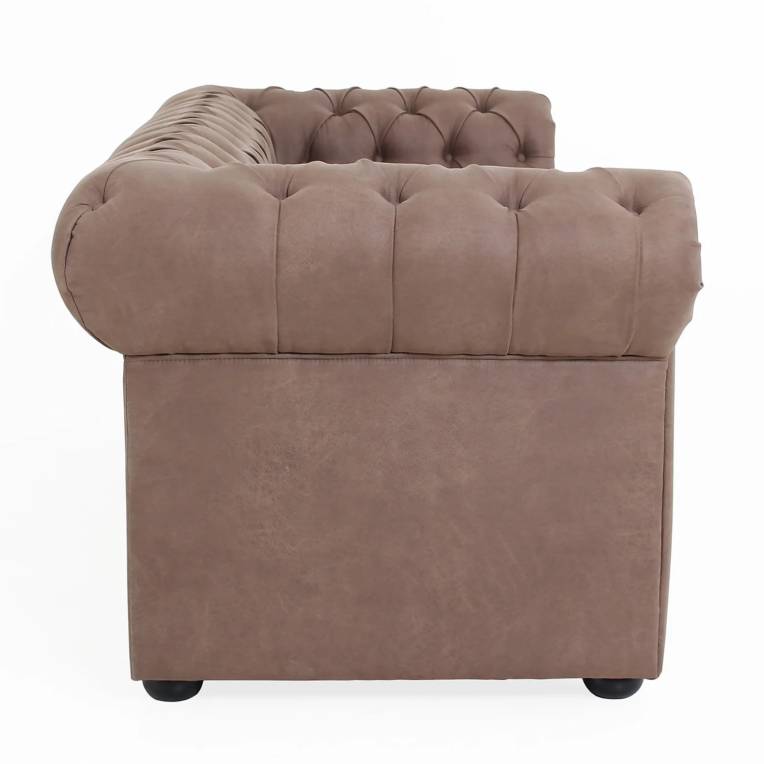 Chesterfield Faux Leather 3 Seater Sofa - Tan 5 Chesterfield Faux Leather 3 Seater Sofa - Tan - Image 5