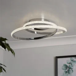 Sasha LED Flush Ceiling Light - Chrome & Crystal