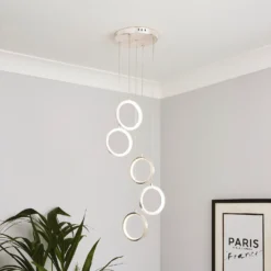 Lenox LED 5 Ring Cluster Pendant Ceiling Light - Chrome