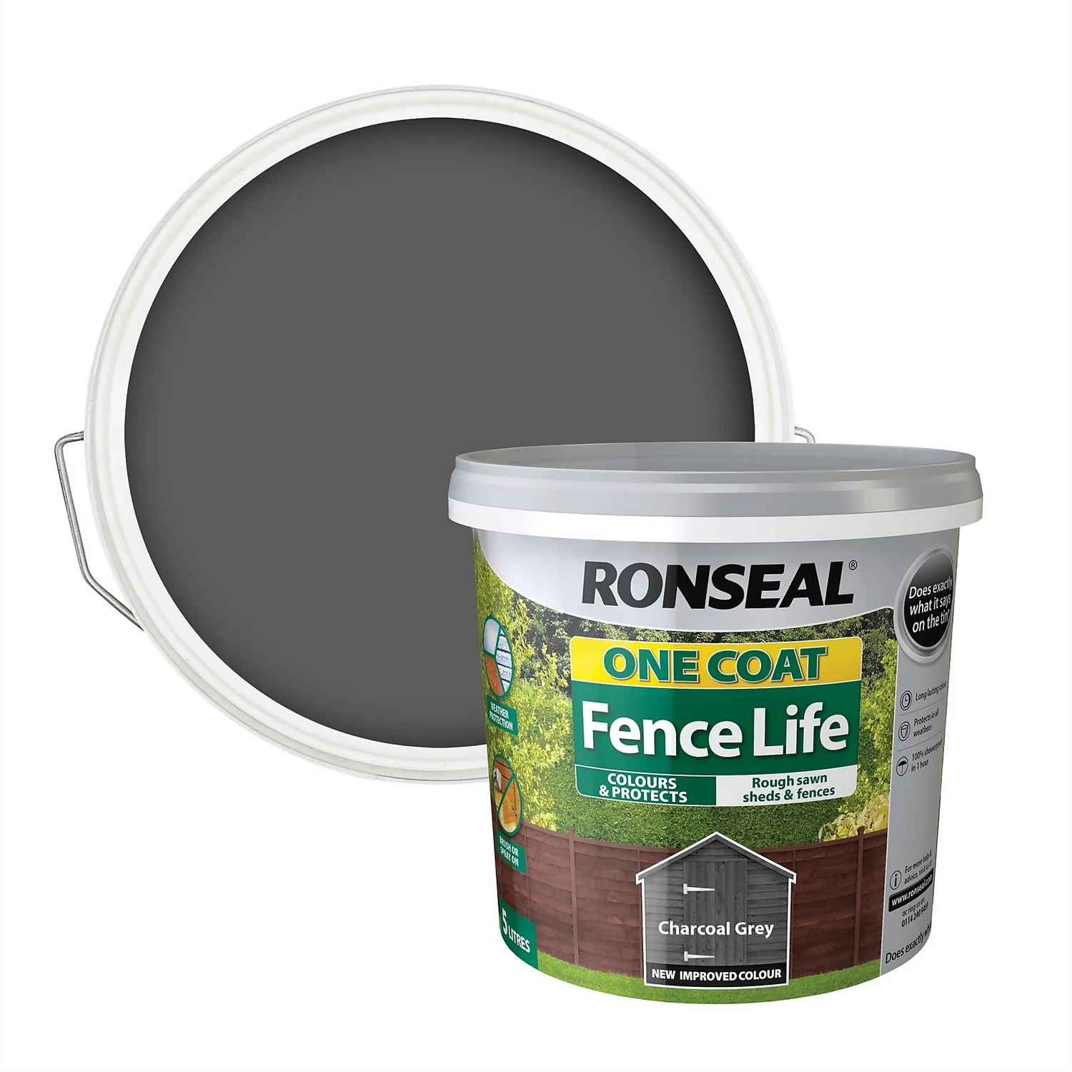Ronseal One Coat Fence Life Charcoal Grey 5L 1 Ronseal One Coat Fence Life Charcoal Grey 5L