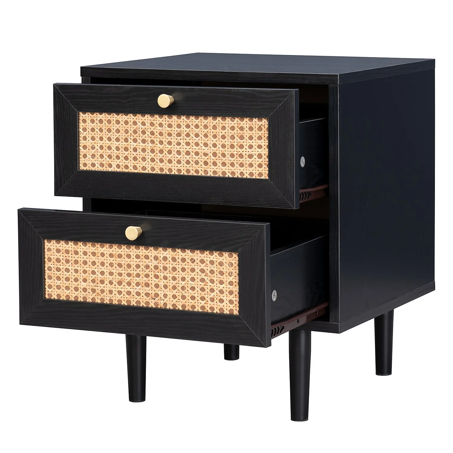 Kubu Rattan 2 Drawer Side Table - Black 3 Kubu Rattan 2 Drawer Side Table - Black - Image 3