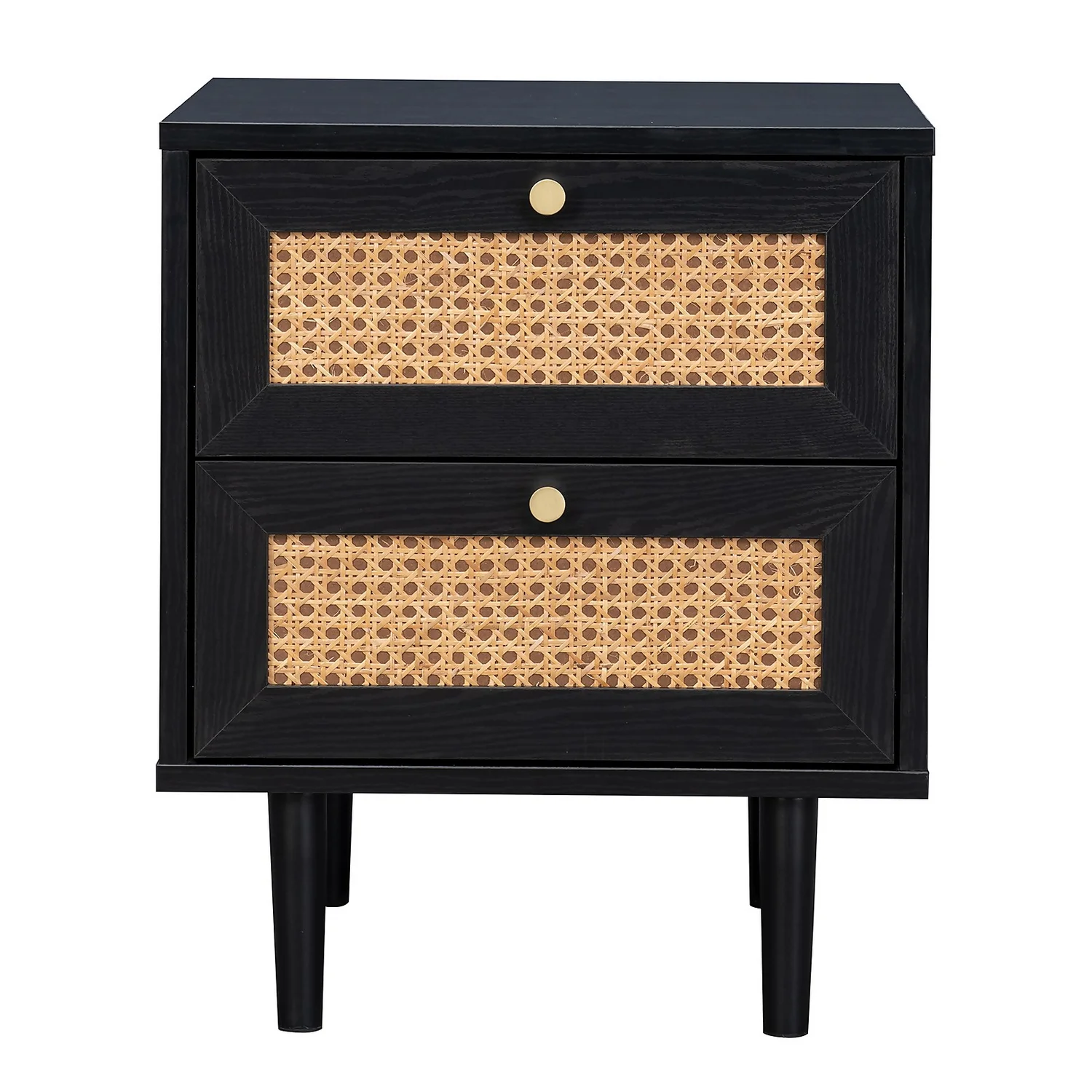 Kubu Rattan 2 Drawer Side Table - Black 4 Kubu Rattan 2 Drawer Side Table - Black - Image 4